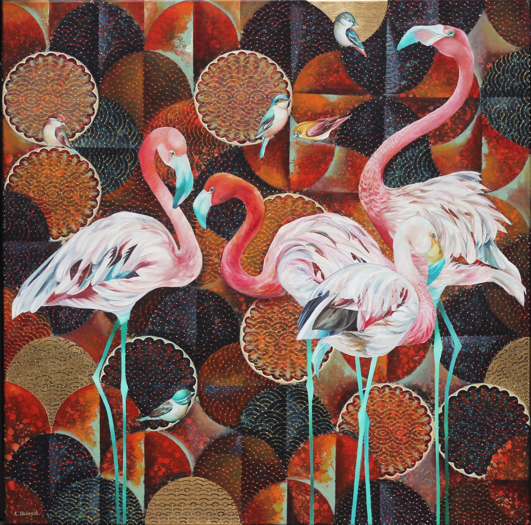 Flamingi,Ornament XII